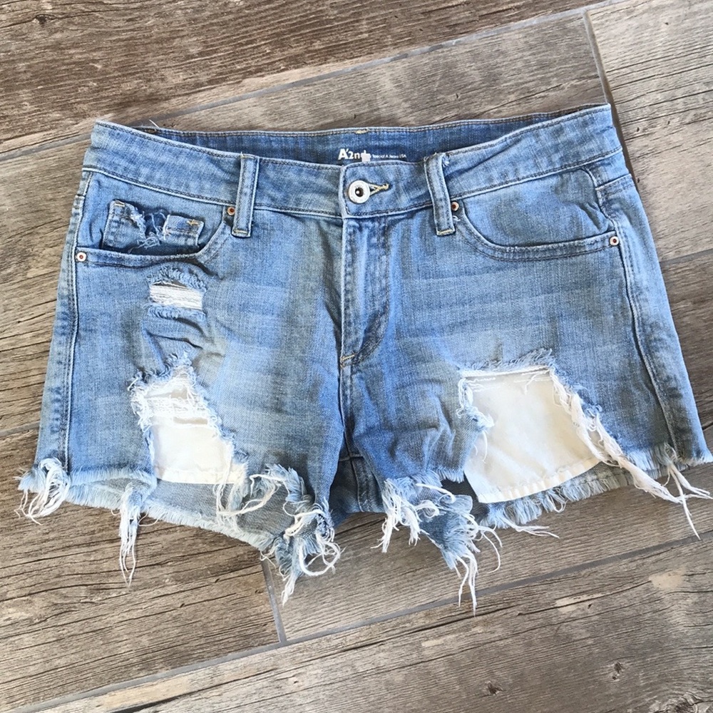 A2nd Distressed Denim Shorts